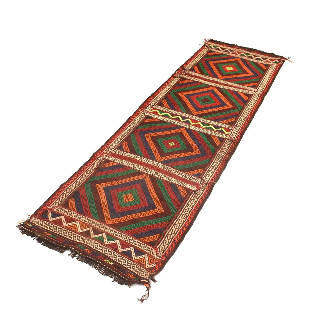 Afghan Suzuni Geometric Runner 2' 1" x 6' 10" Flat-Weave | No. AL82971
