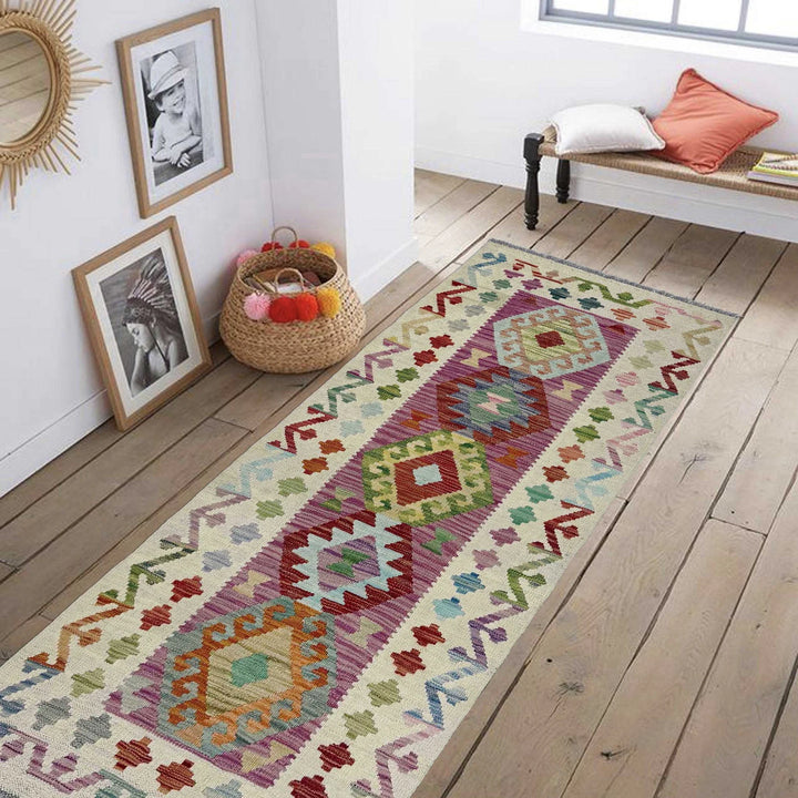 Afghan Vegetable Kilim Rug 2' 5" x 5' 9" Flat-Weave | No. AL830128