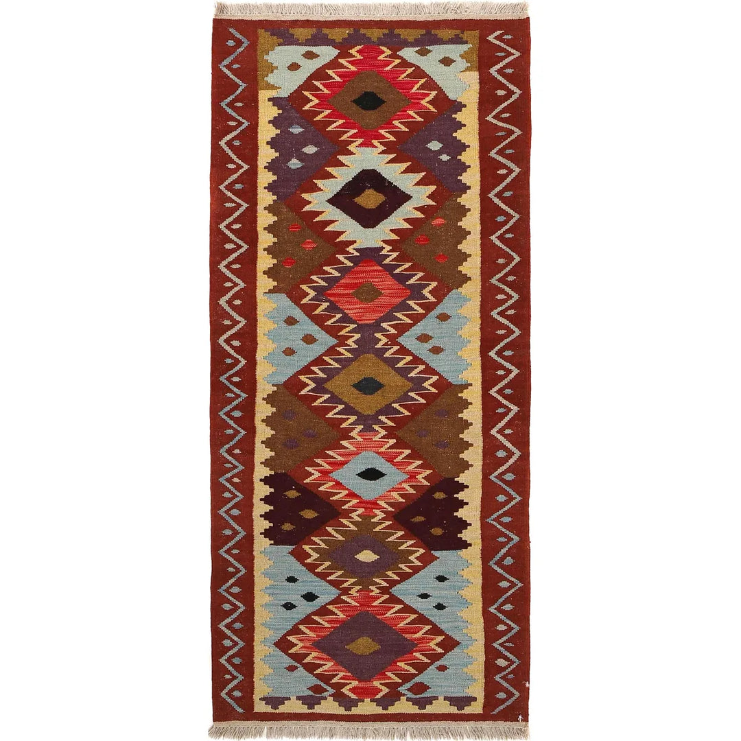 Afghan Vegetable Kilim Rug 2' 7" x 6' 4" Flat-Weave | No. AL83029