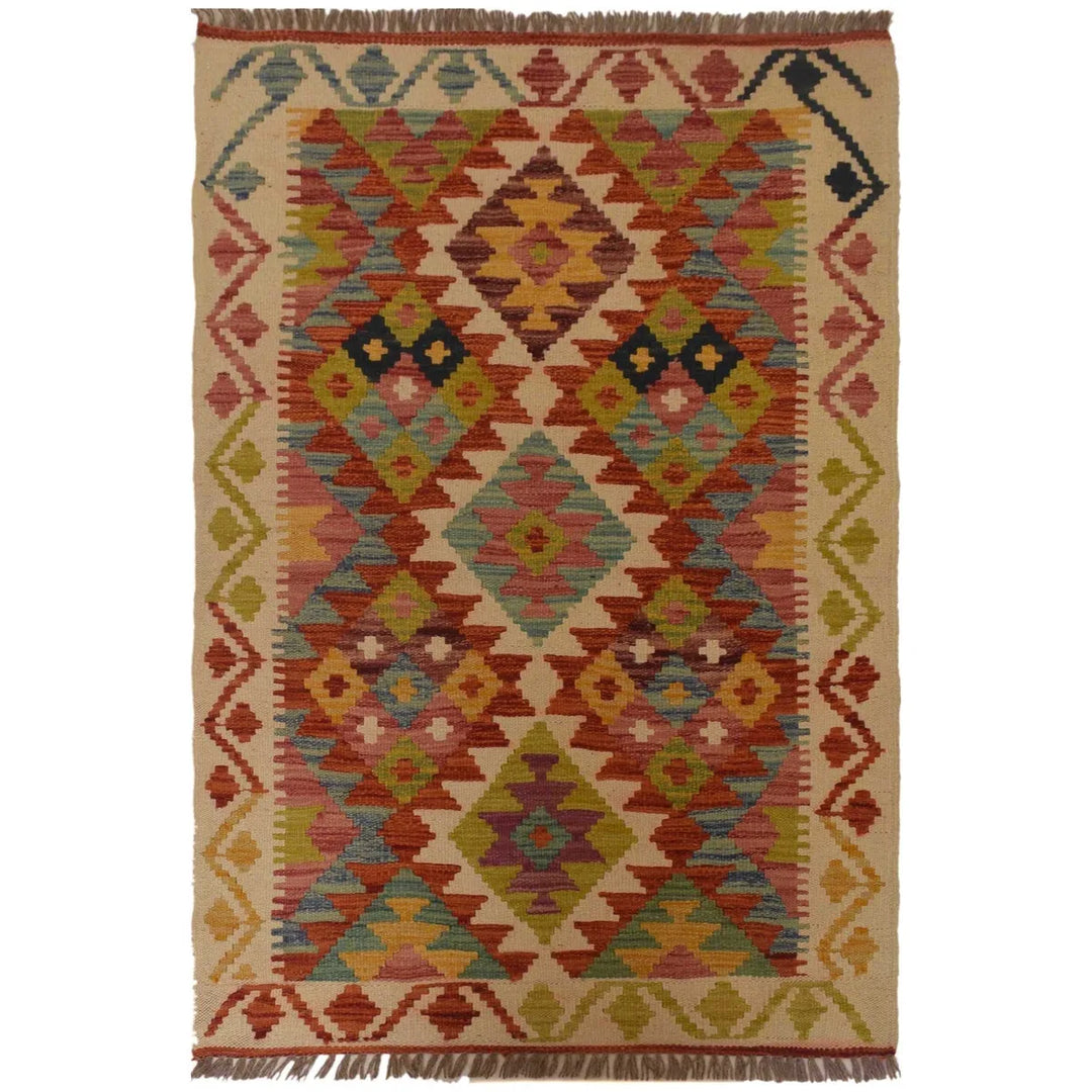 Afghan Kilim Rug 2' 9" x 4' 5" Flat-Weave | No. AL83036