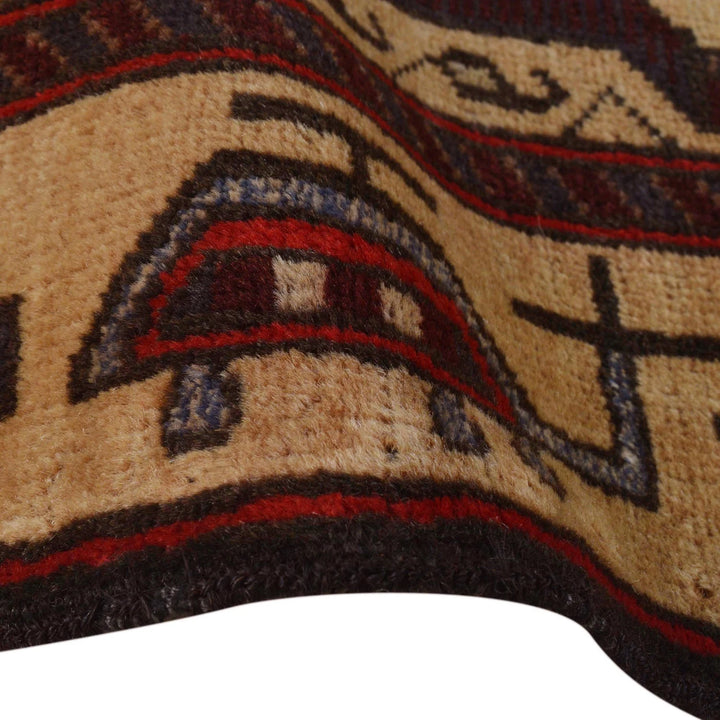 Beige Afghan Prayer Rug 2' 9" x 4' 0" Hand-Knotted | No. AL83059