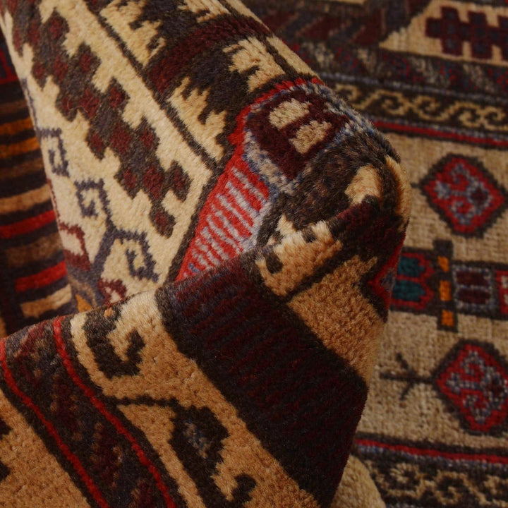 Beige Afghan Prayer Rug 2' 9" x 4' 0" Hand-Knotted | No. AL83059