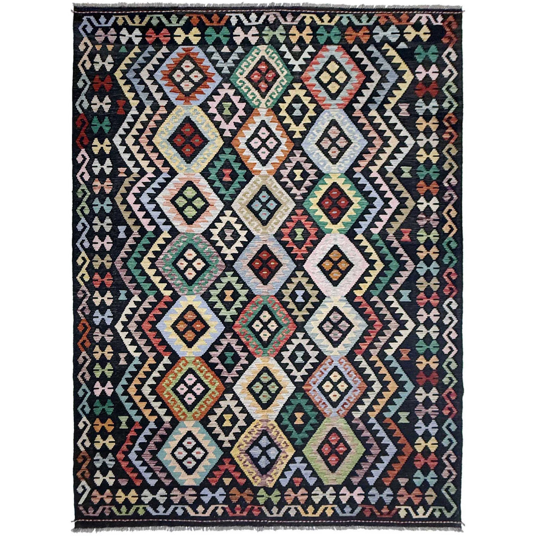 Afghan Vegetable Kilim Rug 6' 8" x 10' 1" Flat-Weave | No. AL830682