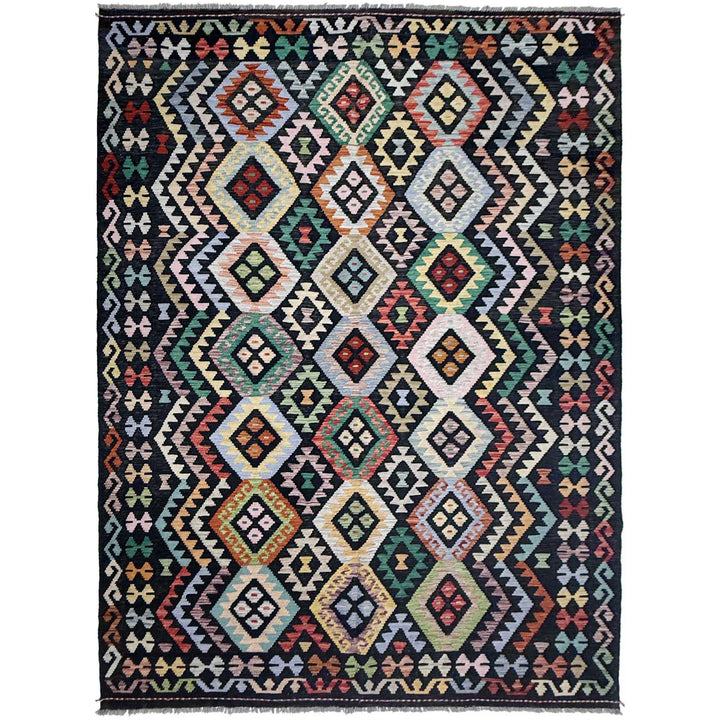 Afghan Vegetable Kilim Rug 6' 8" x 10' 1" Flat-Weave | No. AL830682