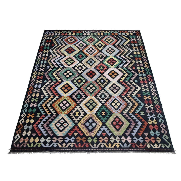 Afghan Vegetable Kilim Rug 6' 8" x 10' 1" Flat-Weave | No. AL830682