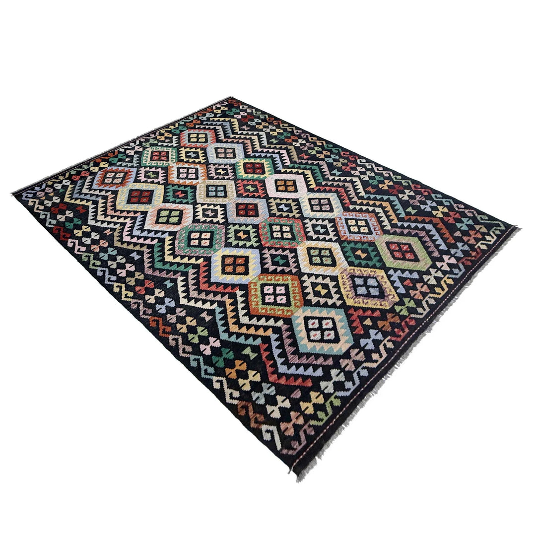 Afghan Vegetable Kilim Rug 6' 8" x 10' 1" Flat-Weave | No. AL830682