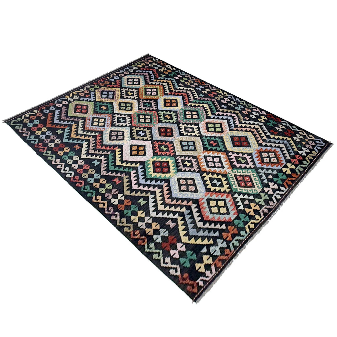 Afghan Vegetable Kilim Rug 6' 8" x 10' 1" Flat-Weave | No. AL830682