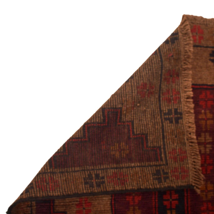 Brown Afghan Baluchi Rug 2' 11" x 4' 5" Hand-Knotted | No. AL83084