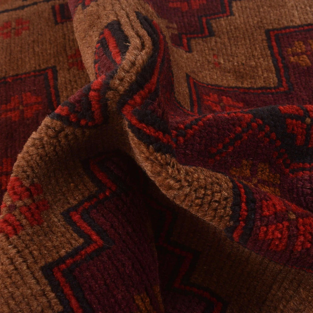 Brown Afghan Baluchi Rug 2' 11" x 4' 5" Hand-Knotted | No. AL83084