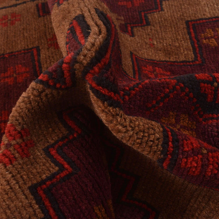 Brown Afghan Baluchi Rug 2' 11" x 4' 5" Hand-Knotted | No. AL83084