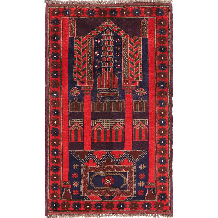 Afghan Prayer Rug 2' 11" x 4' 9" Hand-Knotted | No. AL83092