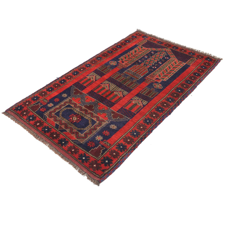 Afghan Prayer Rug 2' 11" x 4' 9" Hand-Knotted | No. AL83092