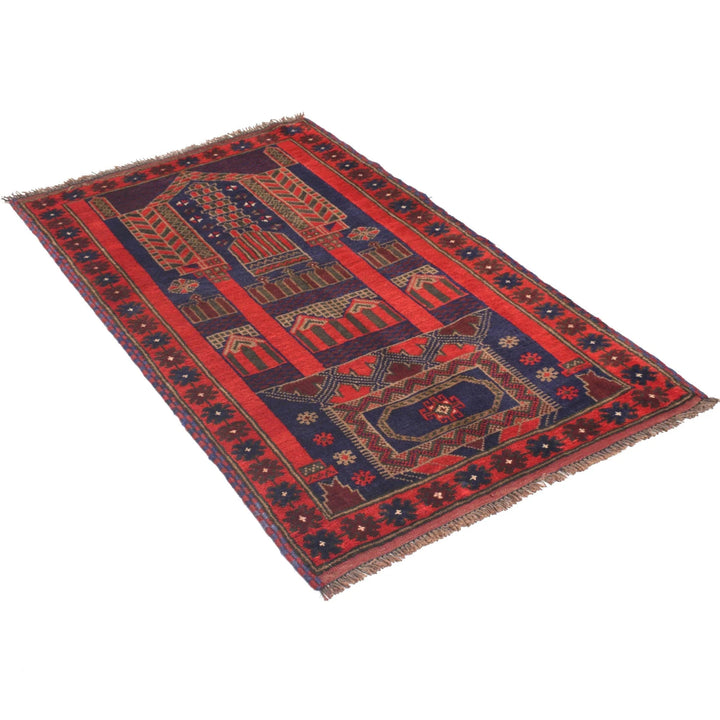 Afghan Prayer Rug 2' 11" x 4' 9" Hand-Knotted | No. AL83092