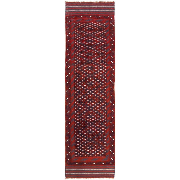 Red Afghan Mashwani Rug 2' 1" x 8' 0" Hand-Knotted | No. AL83176