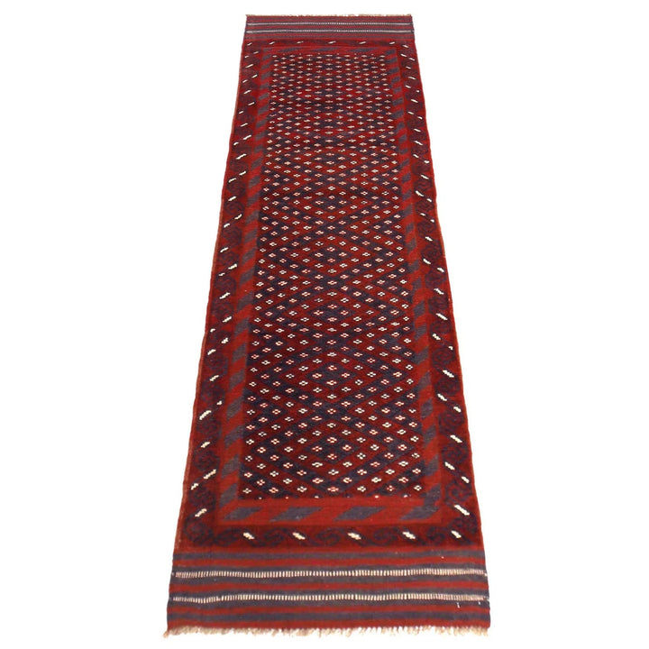 Red Afghan Mashwani Rug 2' 1" x 8' 0" Hand-Knotted | No. AL83176