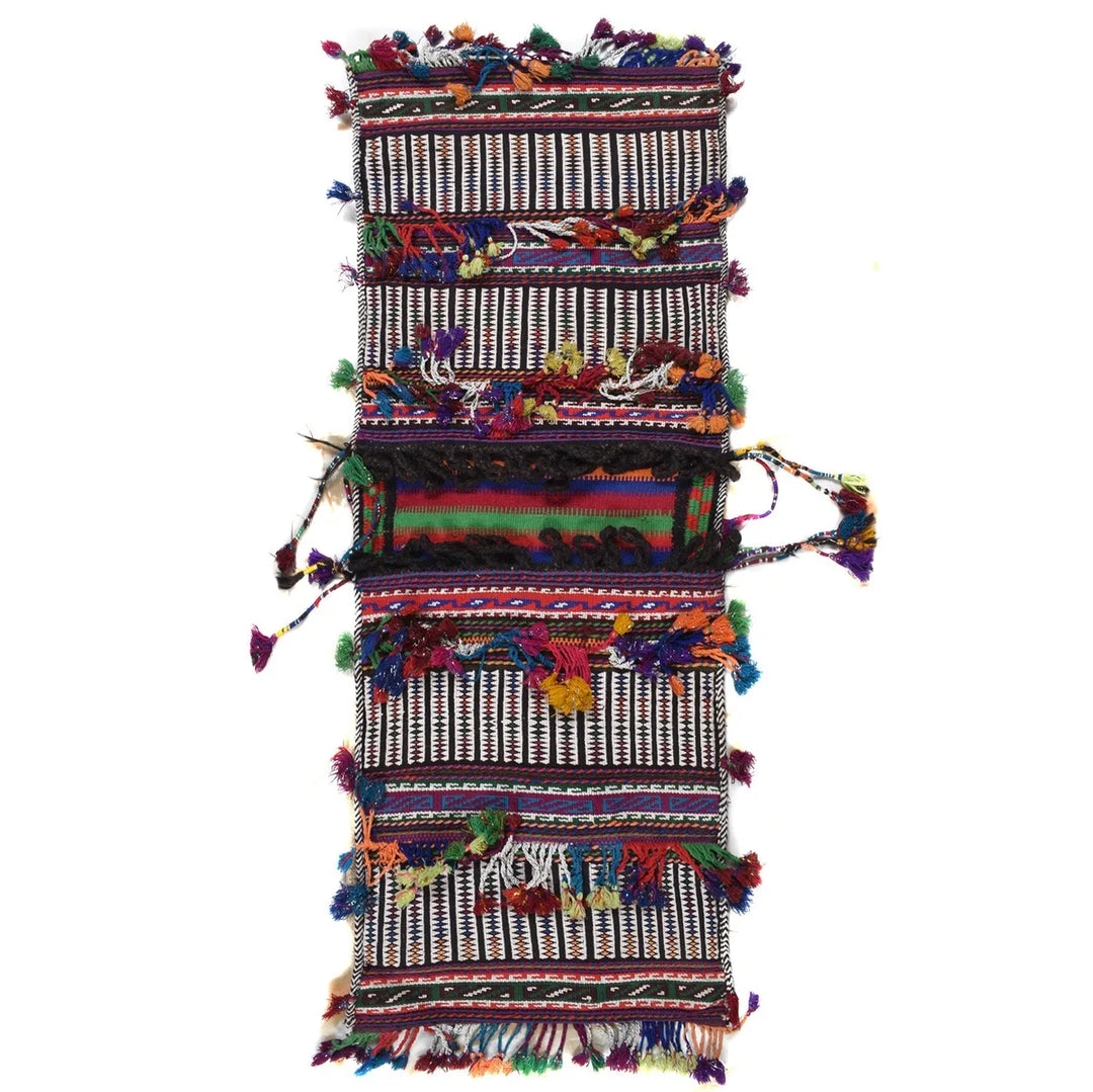 Afghan Tribal Baluch Saddle Bag Rug 1' 6" x 4' 1" Flat-Weave | No. AL83183