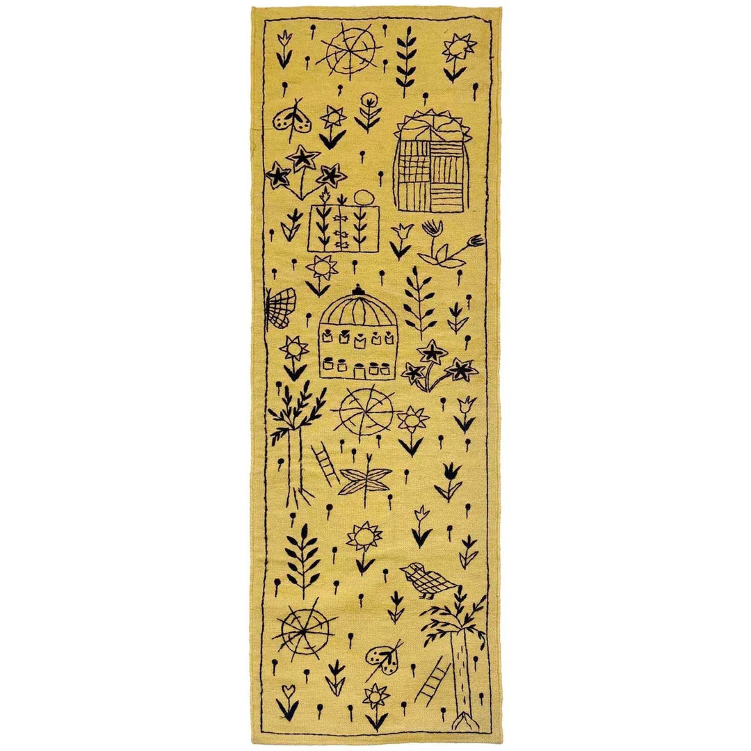 Pakistani Embroidery Kilim Runner 2' 4"x 7' 9" Flat-Weave | No. AL83184