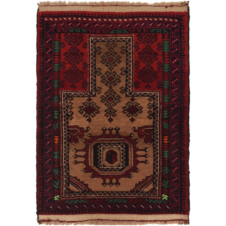 Afghan Prayer Rug 2' 4" x 3' 4" Hand-Knotted | No. AL83298