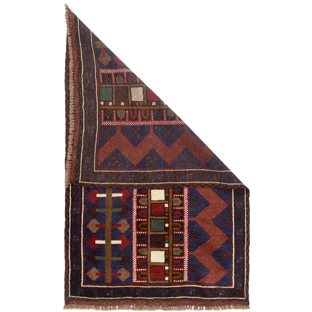 Blue Afghan Pictorial Rug 2'9" x 4'3" Hand-Knotted | No. AL83347