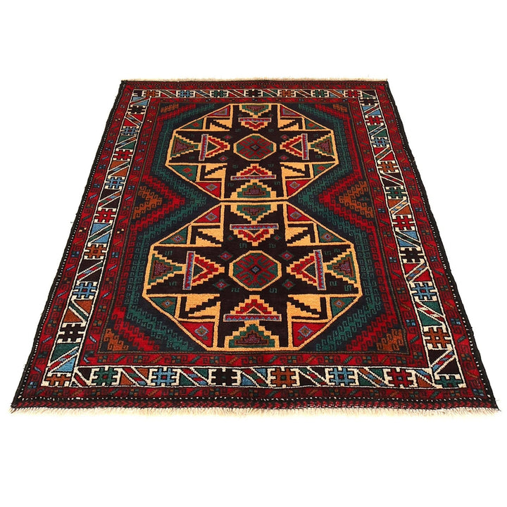 Afghan Baluchi Rug 3' 5" x 4' 8" Hand-Knotted | No. AL83367