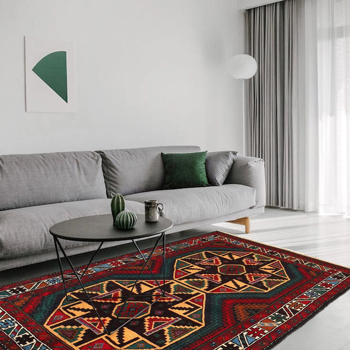 Afghan Baluchi Rug 3' 5" x 4' 8" Hand-Knotted | No. AL83367