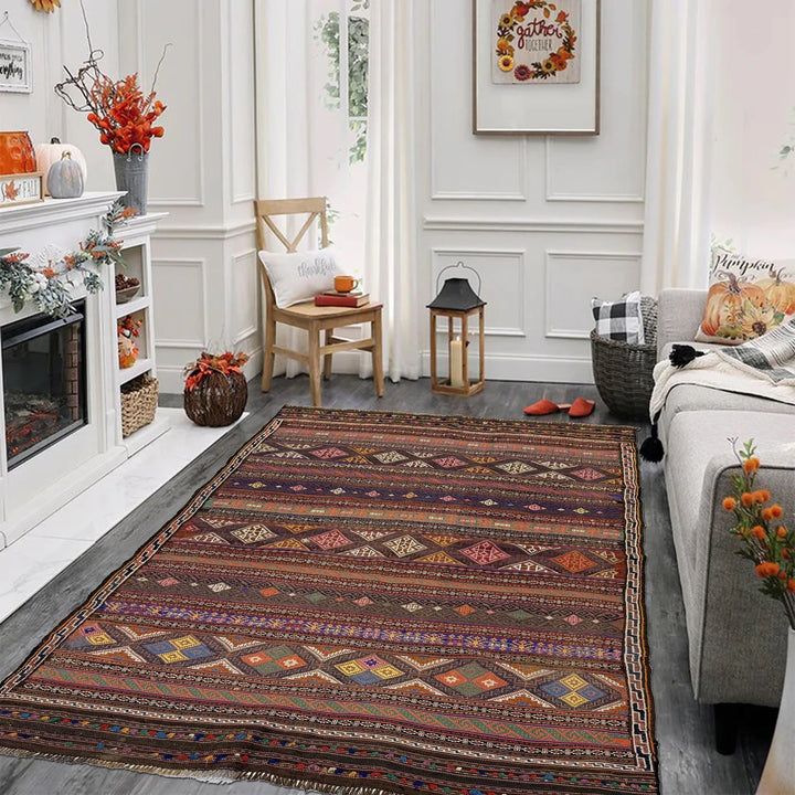 Afghan Laghari Kilim Rug 4' 5" x 6' 9" Flat-Weave | No. AL83391