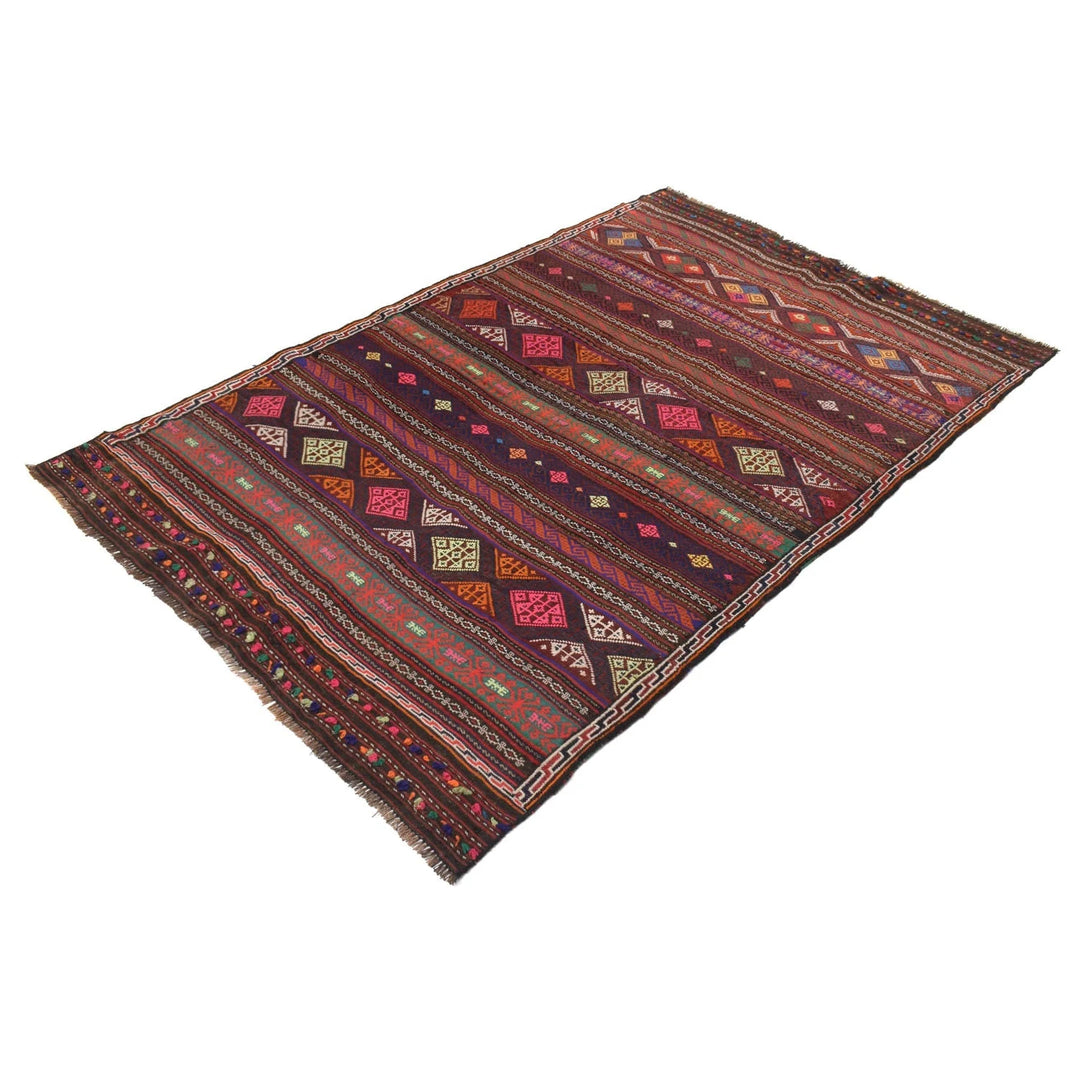 Afghan Laghari Kilim Rug 4' 5" x 6' 9" Flat-Weave | No. AL83391