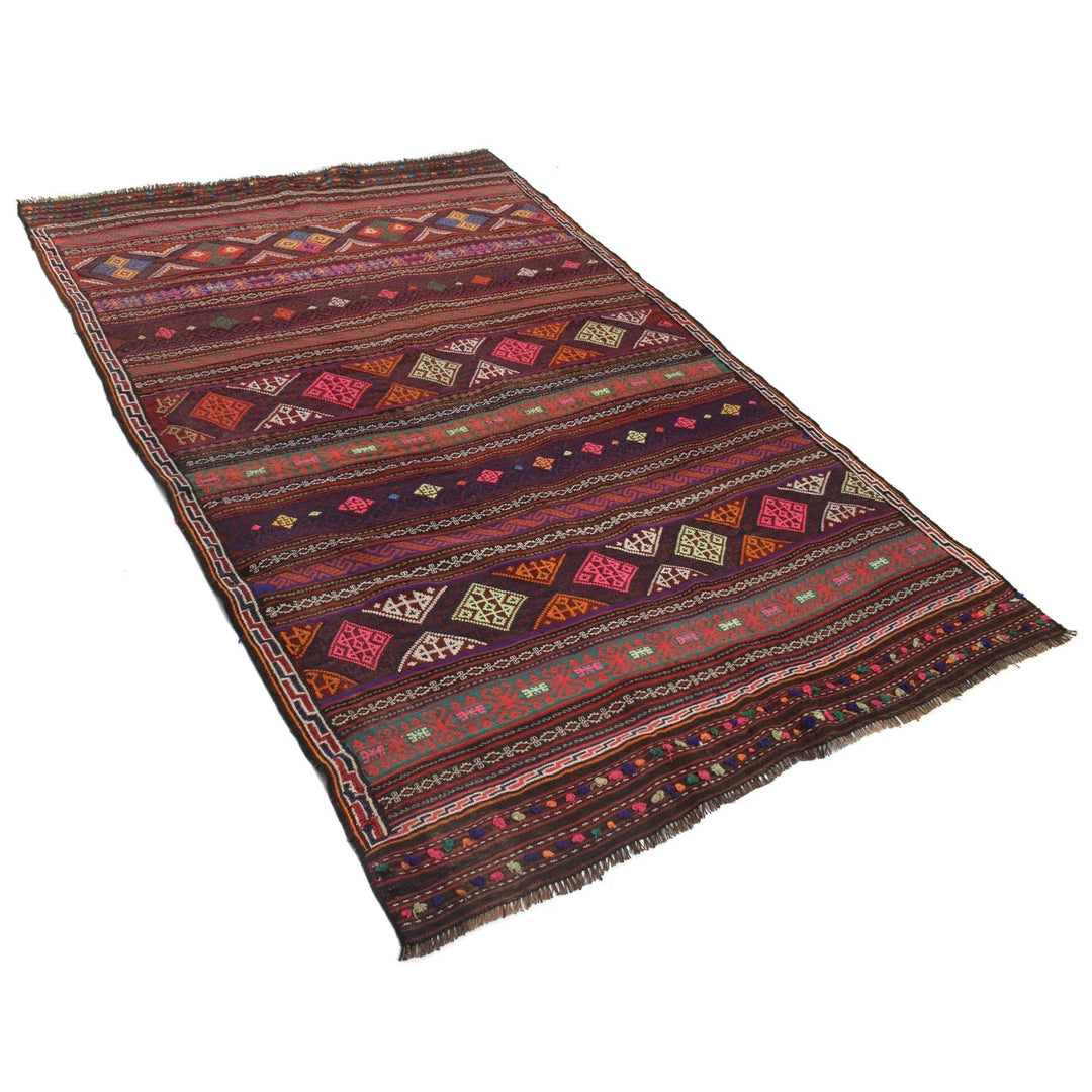 Afghan Laghari Kilim Rug 4' 5" x 6' 9" Flat-Weave | No. AL83391