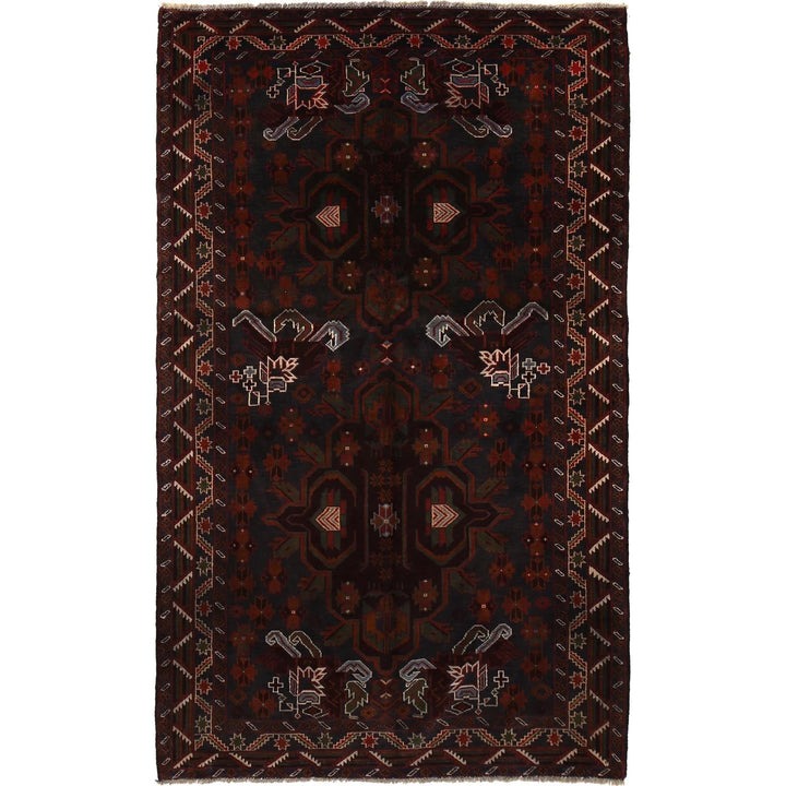 Afghan Baluchi Rug 4' 2" x 7' 1" Hand-Knotted | No. AL83450