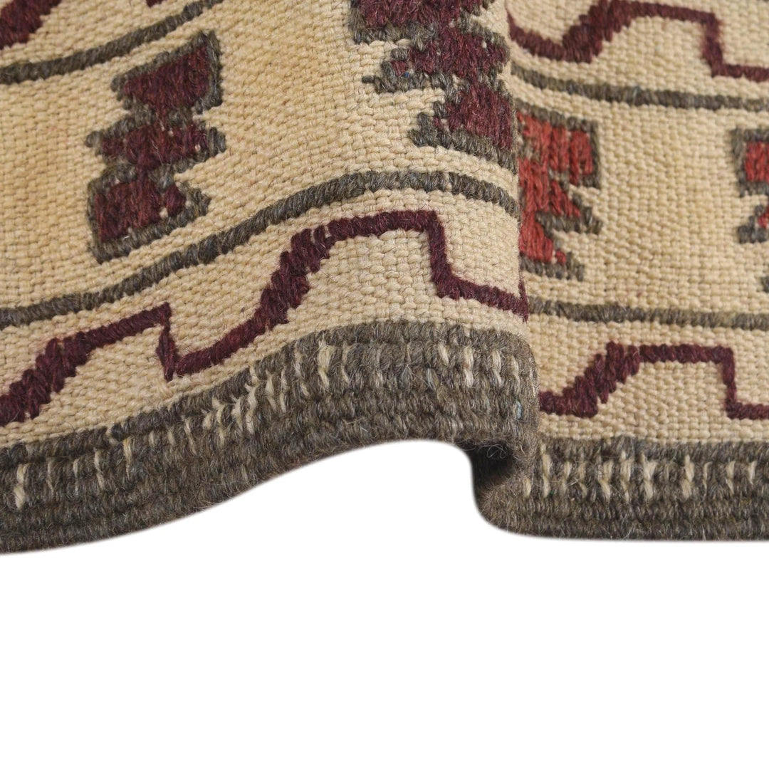 White Afghan Soumak Rug 4' 1" x 6' 5" Flat-Weave | No. AL83468