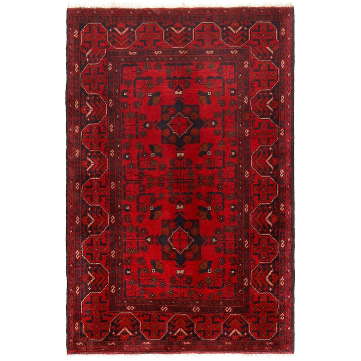 Red Afghan Khal Mohammadi Rug 3' 5" x 5' 0" Hand-Knotted | No. AL83481