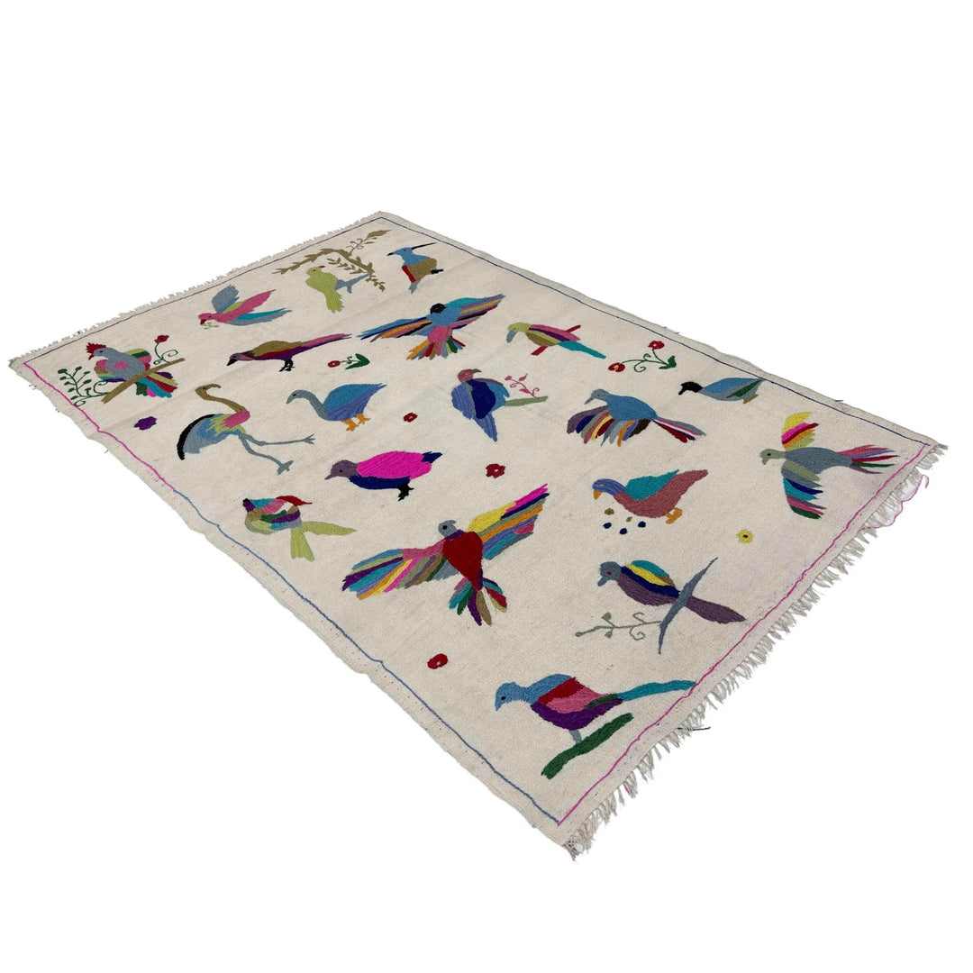 Beige Pakistani Kilim Rug 3' 10" x 6' 4" Flat-Weave | No. AL83484