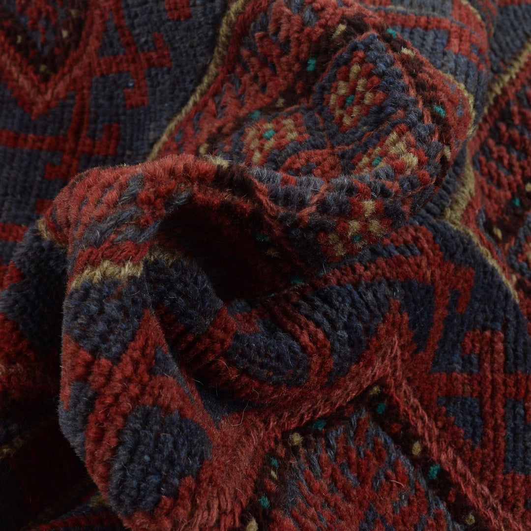 Red Afghan Mashwani Rug 2' 1" x 8' 0" Hand-Knotted | No. AL83502