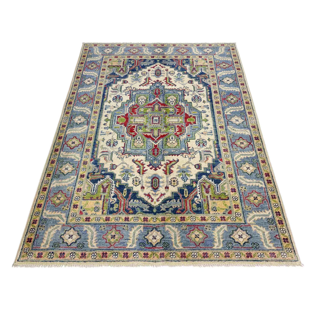 Afghan Heriz Rug 3'11" x 5'11" Hand-Knotted | No. AL83549