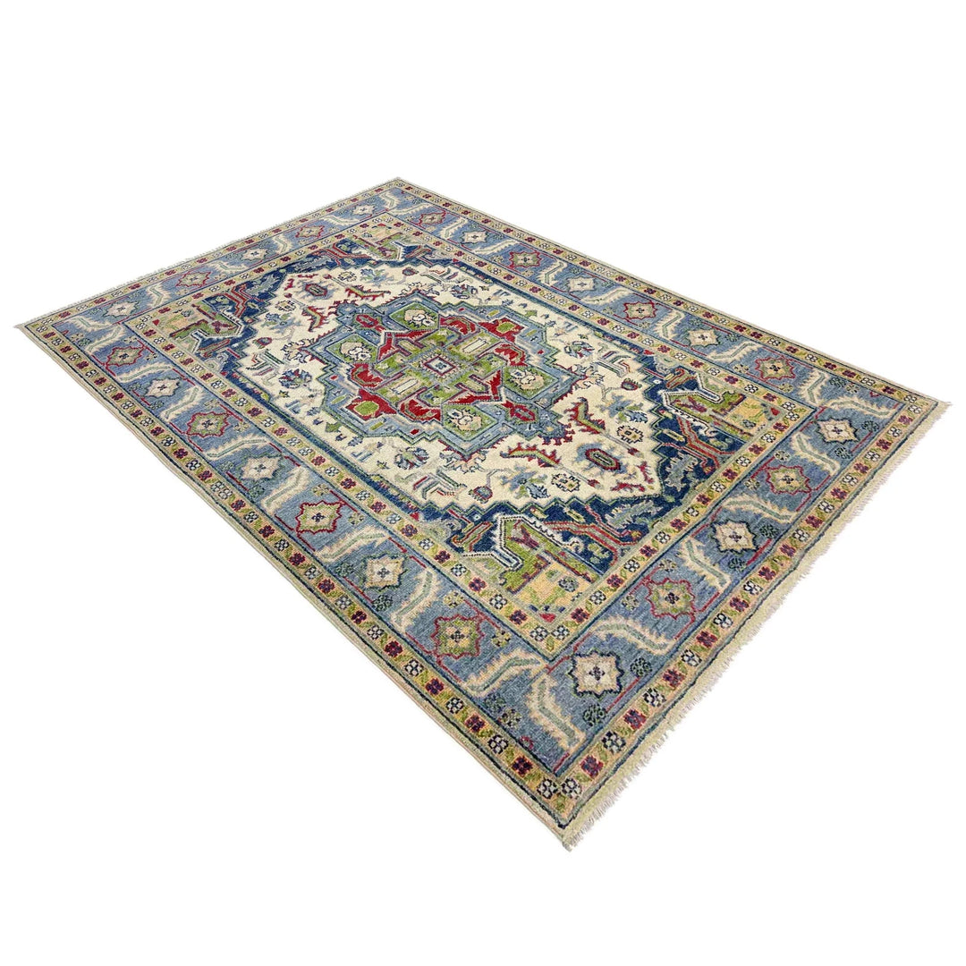 Afghan Heriz Rug 3'11" x 5'11" Hand-Knotted | No. AL83549