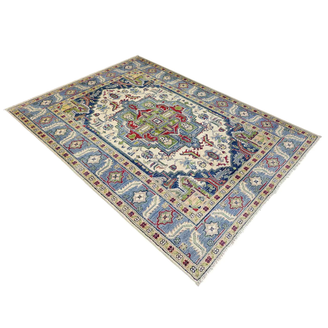 Afghan Heriz Rug 3'11" x 5'11" Hand-Knotted | No. AL83549