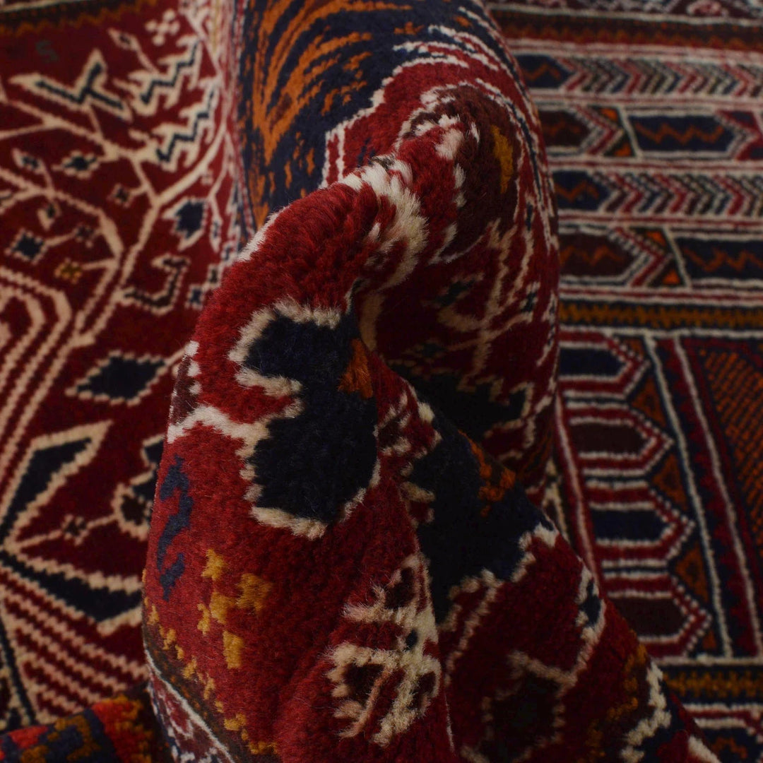 Red Afghan Prayer Rug 3' 4" x 4' 11" Hand-Knotted | No. AL83646