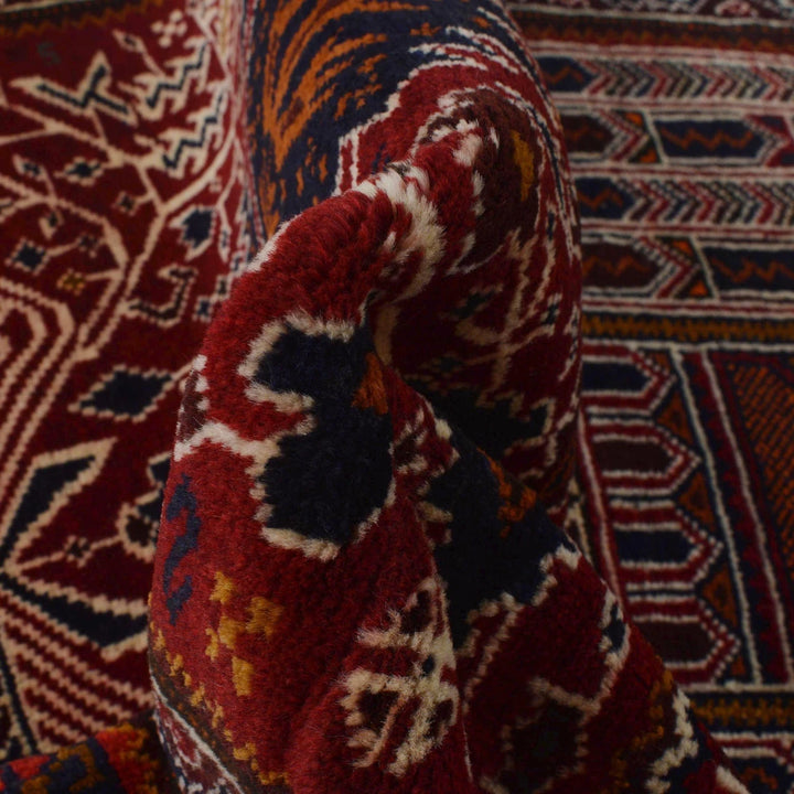 Red Afghan Prayer Rug 3' 4" x 4' 11" Hand-Knotted | No. AL83646