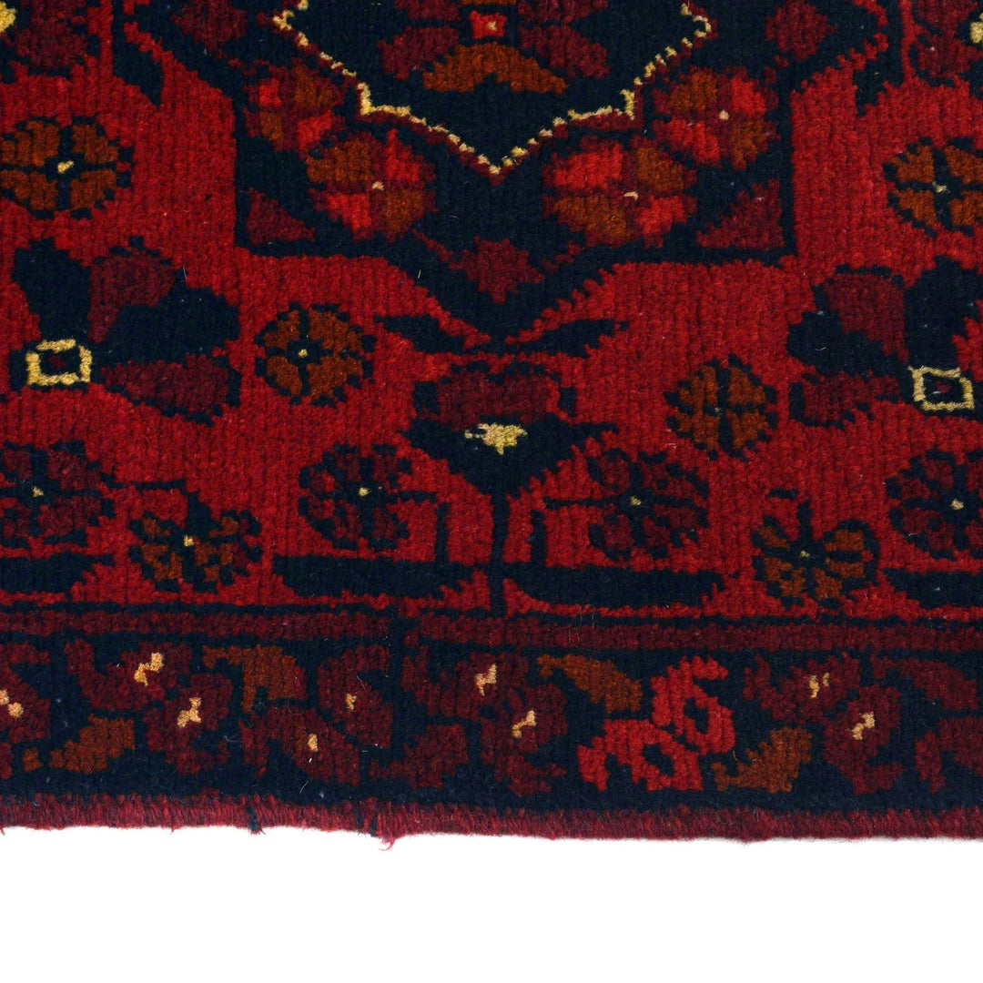 Red Afghan Khal Mohammadi Rug 1'8" x 4'10" Hand-Knotted | No. AL83687