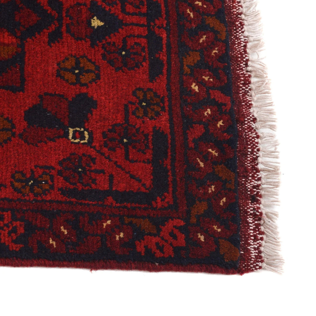 Red Afghan Khal Mohammadi Rug 1'8" x 4'10" Hand-Knotted | No. AL83687