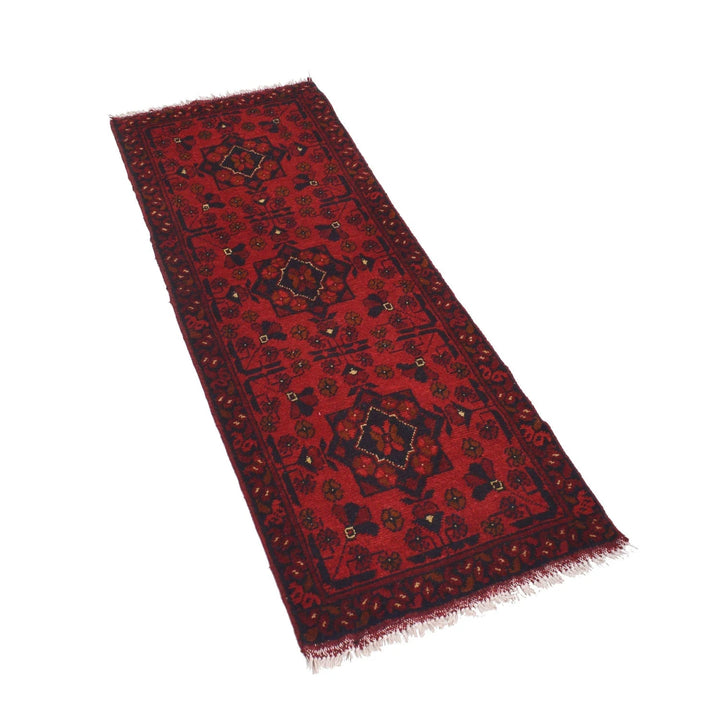 Red Afghan Khal Mohammadi Rug 1'8" x 4'10" Hand-Knotted | No. AL83687