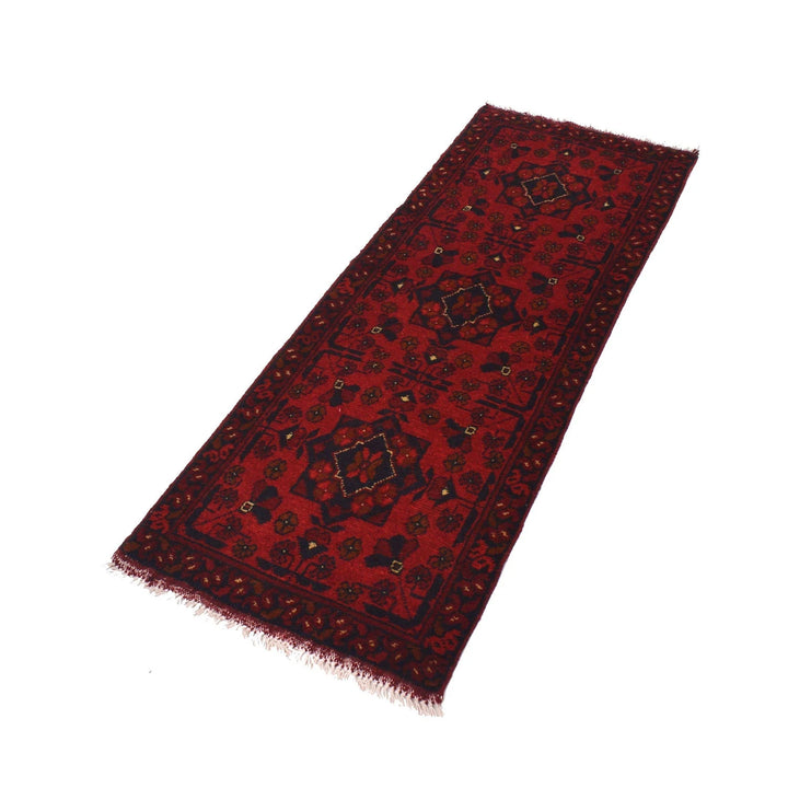 Red Afghan Khal Mohammadi Rug 1'8" x 4'10" Hand-Knotted | No. AL83687