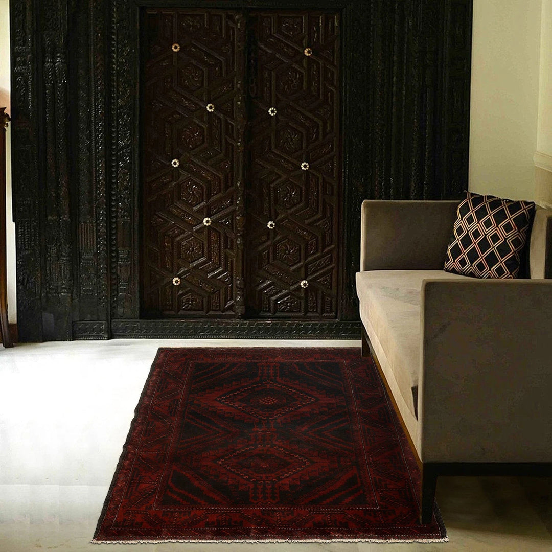 Afghan Baluchi Rug 4' 3" x 6' 4" Hand-Knotted | No. AL83706