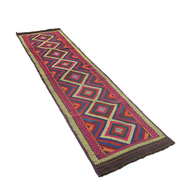 Afghan Suzani Kilim Rug 2' 4" x 9' 4" Flat-Weave | No. AL83720