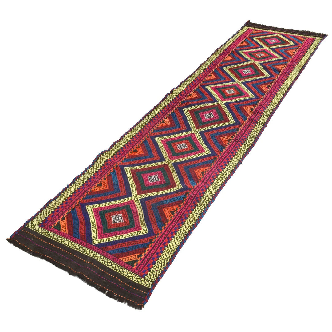 Afghan Suzani Kilim Rug 2' 4" x 9' 4" Flat-Weave | No. AL83720