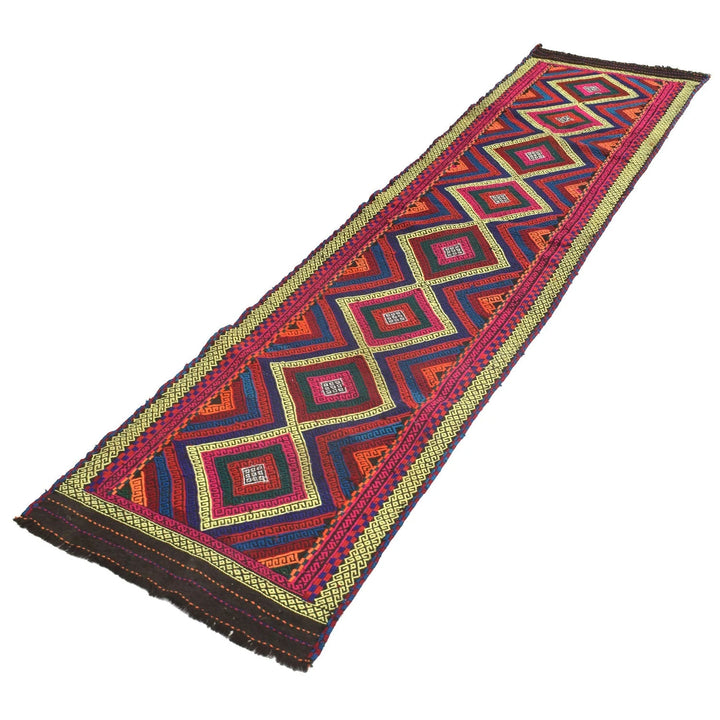 Afghan Suzani Kilim Rug 2' 4" x 9' 4" Flat-Weave | No. AL83720