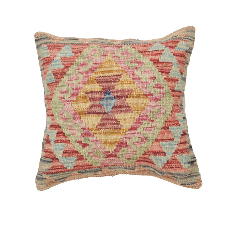 Afghan Kilim Cushion 1' 5" x 1' 5" Flat-Weave | No. AL83747