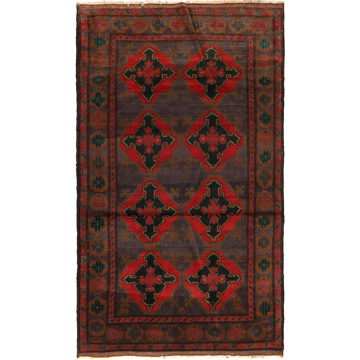 Afghan Baluchi Rug 4' 3" x 7' 4" Hand-Knotted | No. AL83780