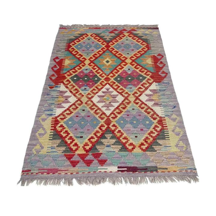 Afghan Vegetable Kilim Rug 2' 7" x 4' 2" Flat-Weave | No. AL838500