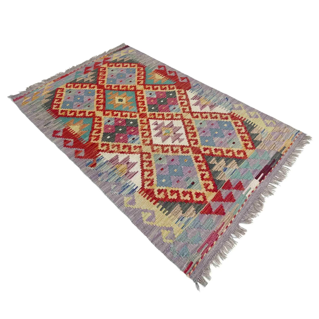 Afghan Vegetable Kilim Rug 2' 7" x 4' 2" Flat-Weave | No. AL838500